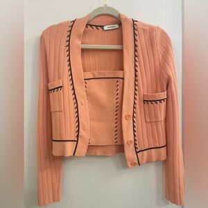 Sandro peach pink cardigan and cropped tank set